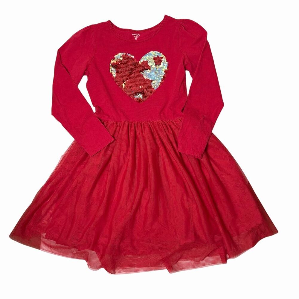 Carter's Girls Size 12 Red Heart Sequin Tutu Dress Valentine's Day